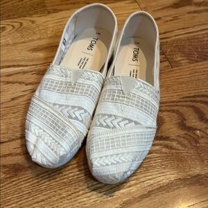 TOMS Textured Ivory Slip-Ons